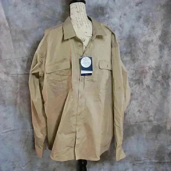 NWT Propper 3XL Kinetic Long Sleeve Tactical button down shirt Khaki - Picture 1 of 16